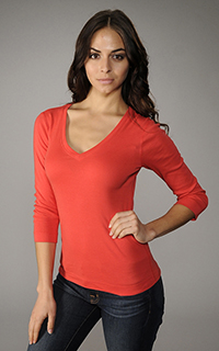 Three Dots Classic 3/4 Sleeve Deep V