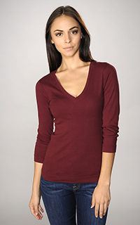 Three Dots Classic 3/4 Sleeve Deep V