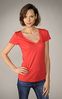 Three Dots Short Sleeve Deep V