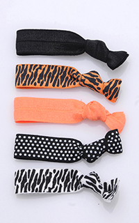 Cyndi Bands Set Of 5 Printed And Solid Hair Ties
